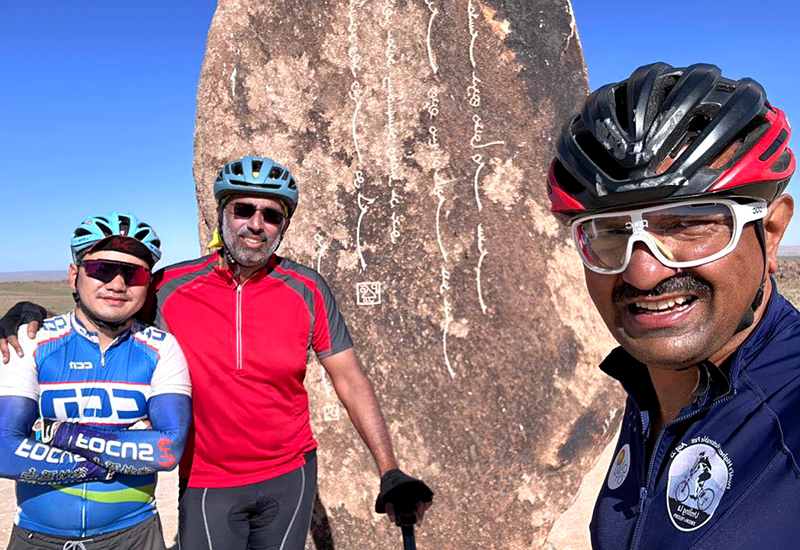 Mountain bikers in Mongolia